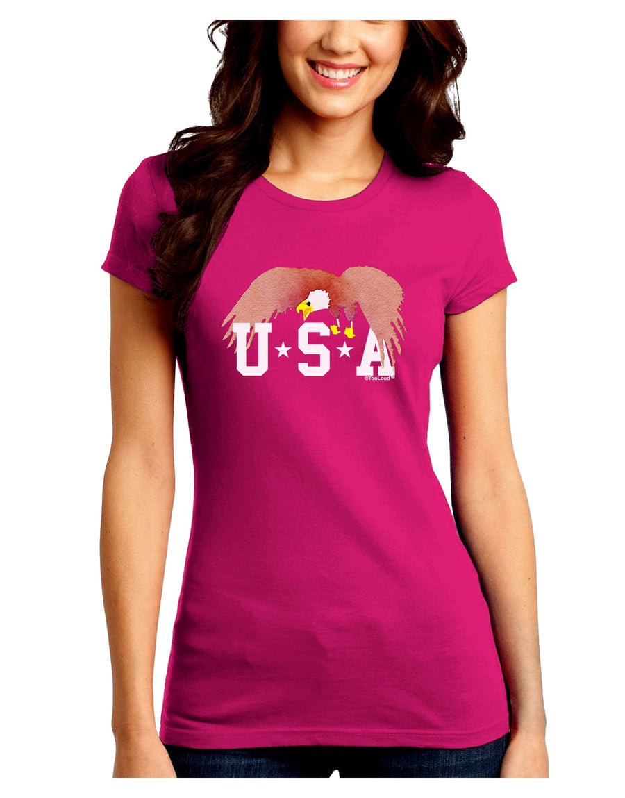 Bald Eagle USA Juniors Crew Dark T-Shirt-T-Shirts Juniors Tops-TooLoud-Black-Juniors Fitted Small-Davson Sales