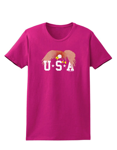 Bald Eagle USA Womens Dark T-Shirt-TooLoud-Hot-Pink-Small-Davson Sales