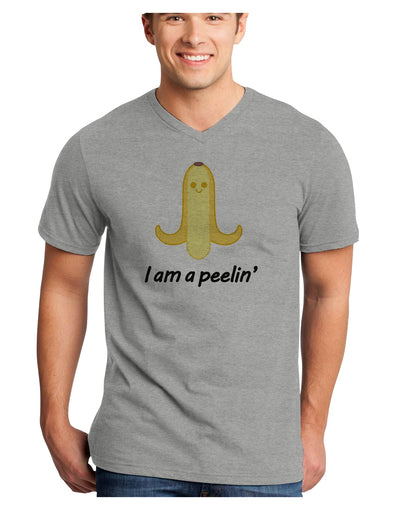 Banana - I am a Peelin Adult V-Neck T-shirt-Mens V-Neck T-Shirt-TooLoud-HeatherGray-Small-Davson Sales