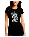 Baphomet Illustration Juniors Petite Crew Dark T-Shirt-T-Shirts Juniors Tops-TooLoud-Black-Juniors Fitted XX-Large-Davson Sales