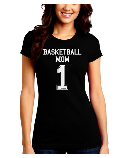 Basketball Mom Jersey Juniors Crew Dark T-Shirt-T-Shirts Juniors Tops-TooLoud-Black-Juniors Fitted Small-Davson Sales