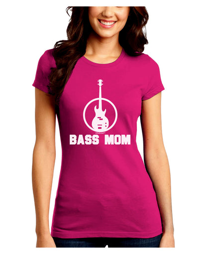 Bass Mom - Mother's Day Design Juniors Crew Dark T-Shirt-T-Shirts Juniors Tops-TooLoud-Hot-Pink-Juniors Fitted Small-Davson Sales