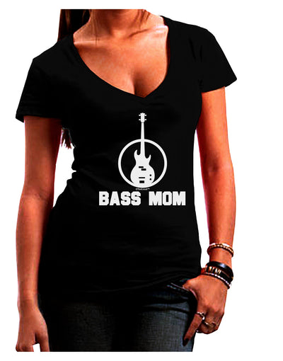 Bass Mom - Mother's Day Design Juniors V-Neck Dark T-Shirt-Womens V-Neck T-Shirts-TooLoud-Black-Juniors Fitted Small-Davson Sales