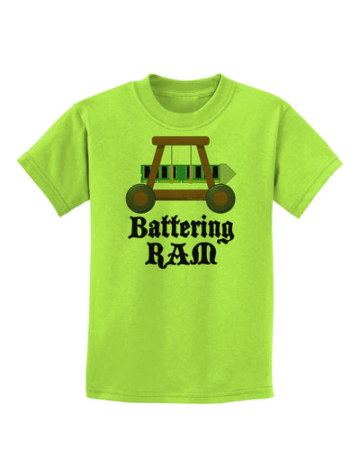 Battering RAM Text Childrens T-Shirt-Childrens T-Shirt-TooLoud-Lime-Green-X-Large-Davson Sales