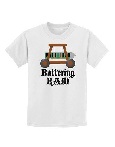 Battering RAM Text Childrens T-Shirt-Childrens T-Shirt-TooLoud-White-X-Large-Davson Sales