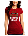 Battering RAM Text Juniors Petite Crew Dark T-Shirt-T-Shirts Juniors Tops-TooLoud-Red-Juniors Fitted XX-Large-Davson Sales