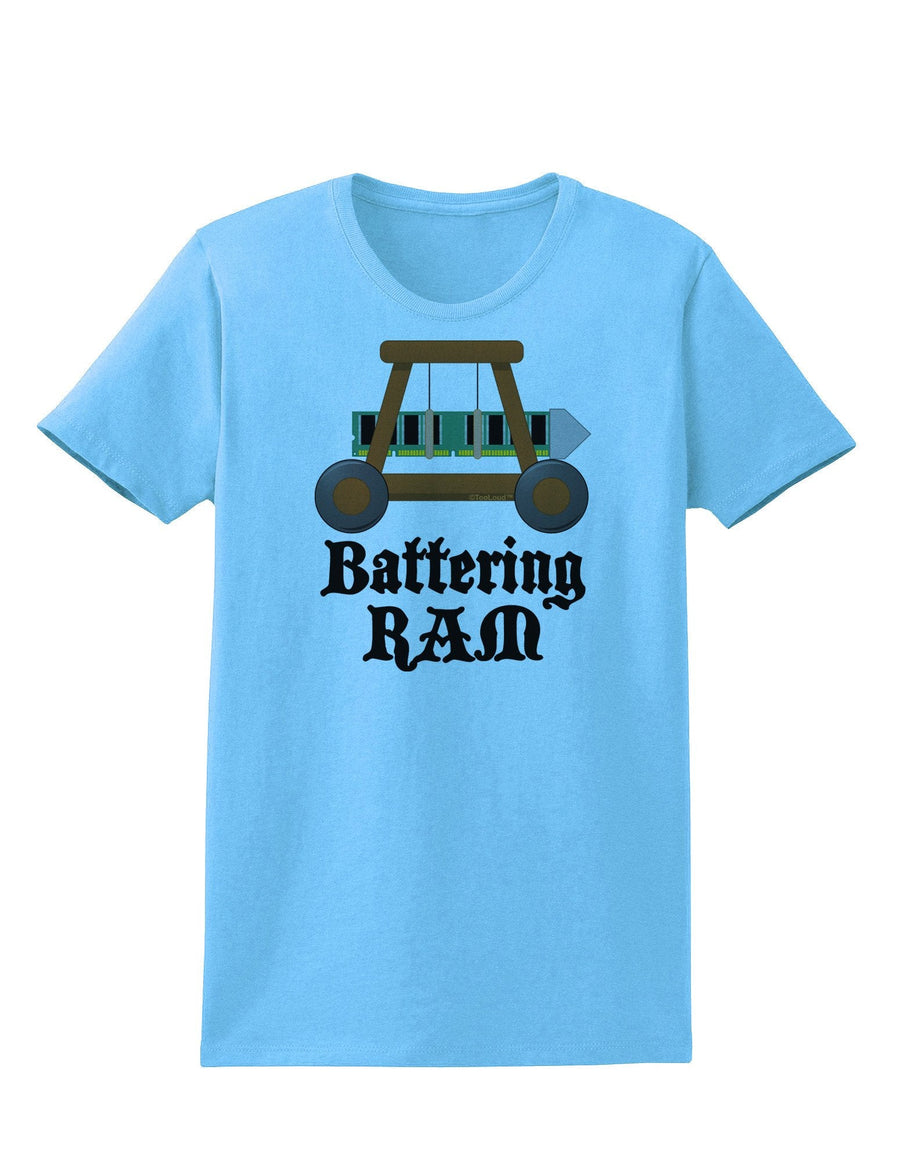 Battering RAM Text Womens T-Shirt-Womens T-Shirt-TooLoud-Aquatic-Blue-XXXX-Large-Davson Sales