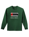 Battery Drained Adult Long Sleeve Dark T-Shirt-TooLoud-Dark-Green-Small-Davson Sales