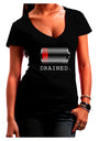 Battery Drained Womens V-Neck Dark T-Shirt-Womens V-Neck T-Shirts-TooLoud-Black-Juniors Fitted Small-Davson Sales