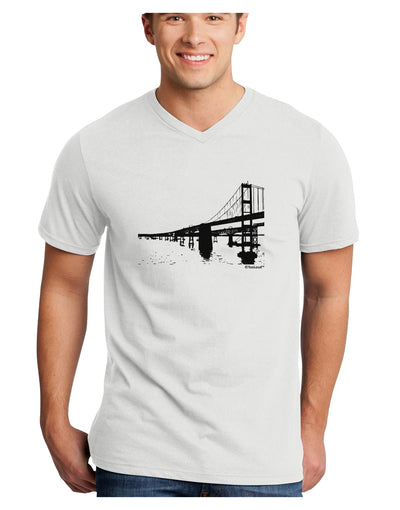 Bay Bridge Cutout Design Adult V-Neck T-shirt by TooLoud-Mens V-Neck T-Shirt-TooLoud-White-Small-Davson Sales