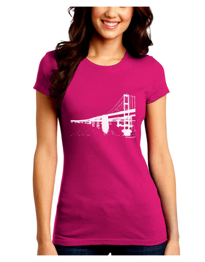 Bay Bridge Cutout Design Juniors Crew Dark T-Shirt by TooLoud-T-Shirts Juniors Tops-TooLoud-Hot-Pink-Juniors Fitted Small-Davson Sales