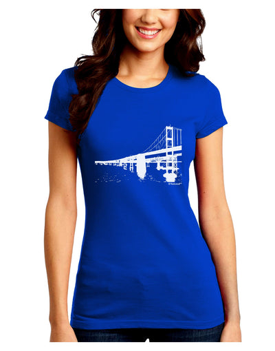 Bay Bridge Cutout Design Juniors Crew Dark T-Shirt by TooLoud-T-Shirts Juniors Tops-TooLoud-Royal-Blue-Juniors Fitted Small-Davson Sales