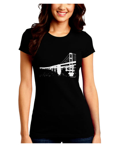 Bay Bridge Cutout Design Juniors Crew Dark T-Shirt by TooLoud-T-Shirts Juniors Tops-TooLoud-Black-Juniors Fitted Small-Davson Sales