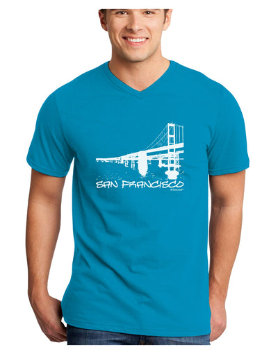 Bay Bridge Cutout Design - San Francisco Adult Dark V-Neck T-Shirt by TooLoud-Mens V-Neck T-Shirt-TooLoud-Turquoise-Small-Davson Sales