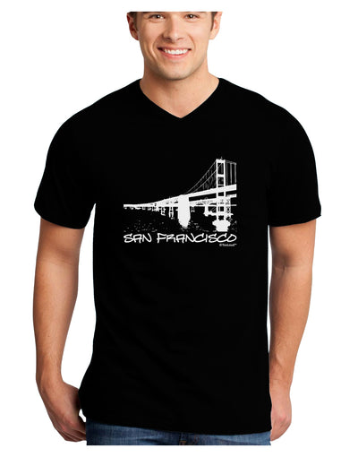 Bay Bridge Cutout Design - San Francisco Adult Dark V-Neck T-Shirt by TooLoud-Mens V-Neck T-Shirt-TooLoud-Black-Small-Davson Sales