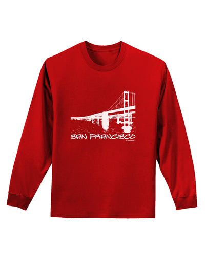 Bay Bridge Cutout Design - San Francisco Adult Long Sleeve Dark T-Shirt by TooLoud-TooLoud-Red-Small-Davson Sales