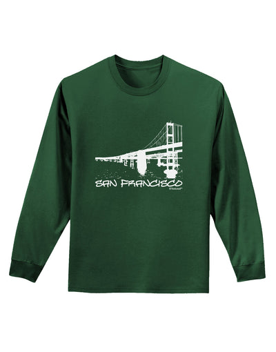 Bay Bridge Cutout Design - San Francisco Adult Long Sleeve Dark T-Shirt by TooLoud-TooLoud-Dark-Green-Small-Davson Sales