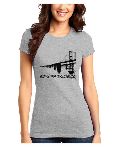 Bay Bridge Cutout Design - San Francisco Juniors T-Shirt by TooLoud-Womens Juniors T-Shirt-TooLoud-Ash-Gray-Juniors Fitted X-Small-Davson Sales