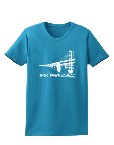 Bay Bridge Cutout Design - San Francisco Womens Dark T-Shirt by TooLoud-Womens T-Shirt-TooLoud-Turquoise-X-Small-Davson Sales