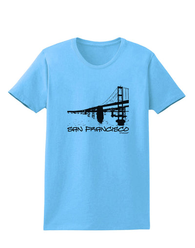 Bay Bridge Cutout Design - San Francisco Womens T-Shirt by TooLoud-Womens T-Shirt-TooLoud-Aquatic-Blue-X-Small-Davson Sales