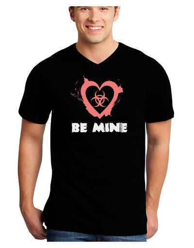 Be Mine - Bio Hazard Heart Adult Dark V-Neck T-Shirt by TooLoud-Mens V-Neck T-Shirt-TooLoud-Black-Small-Davson Sales