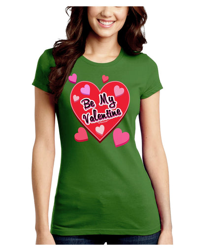 Be My Valentine Romantic Hearts Juniors Crew Dark T-Shirt-T-Shirts Juniors Tops-TooLoud-Kiwi-Green-Juniors Fitted Small-Davson Sales