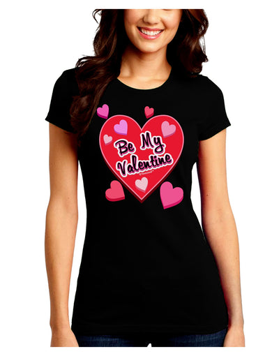 Be My Valentine Romantic Hearts Juniors Crew Dark T-Shirt-T-Shirts Juniors Tops-TooLoud-Black-Juniors Fitted Small-Davson Sales