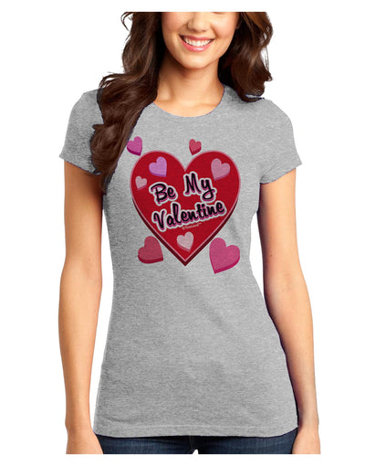 Be My Valentine Romantic Hearts Juniors T-Shirt-Womens Juniors T-Shirt-TooLoud-Ash-Gray-Juniors Fitted X-Small-Davson Sales