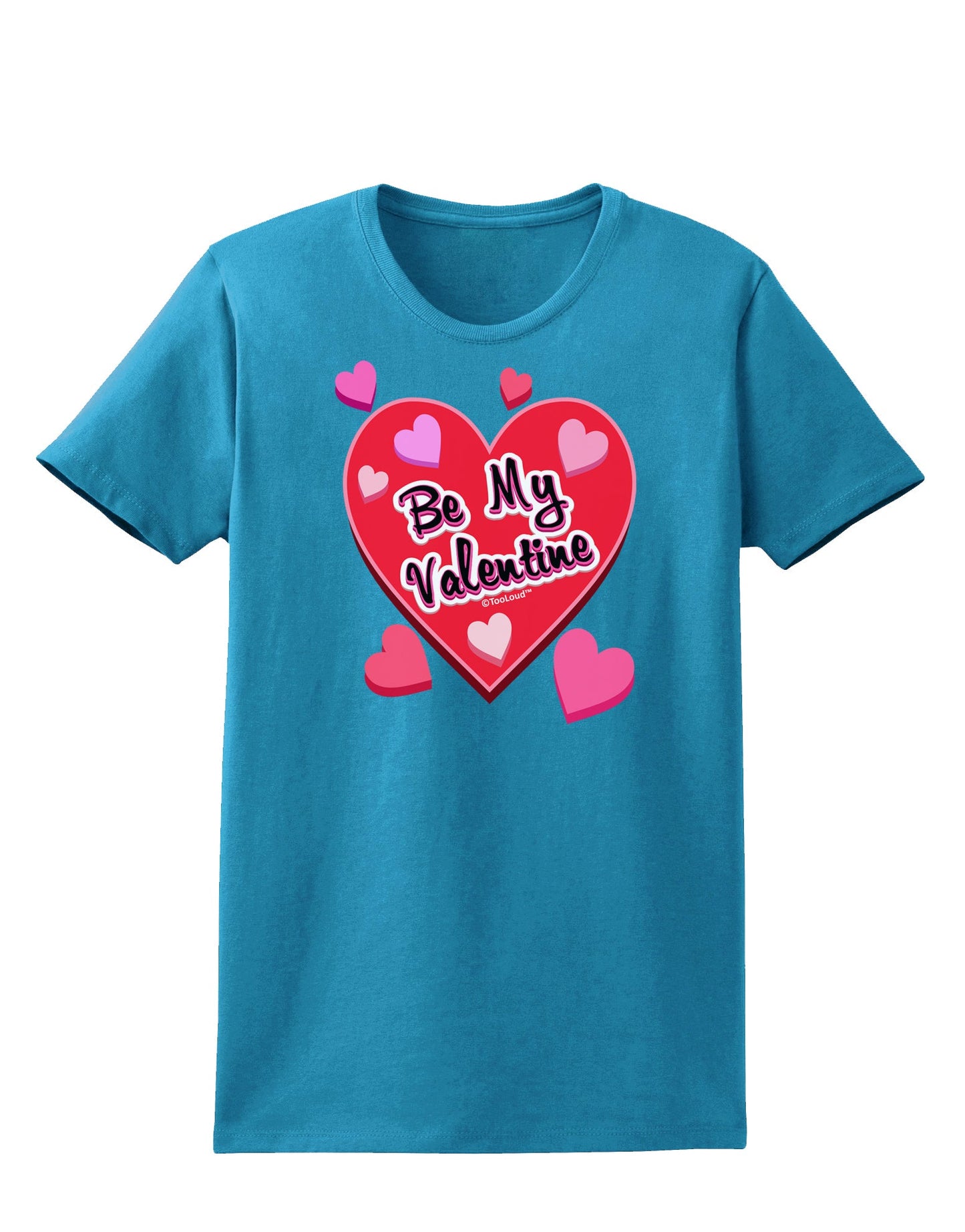 Be My Valentine Romantic Hearts Womens Dark T-Shirt-TooLoud-Turquoise-X-Small-Davson Sales
