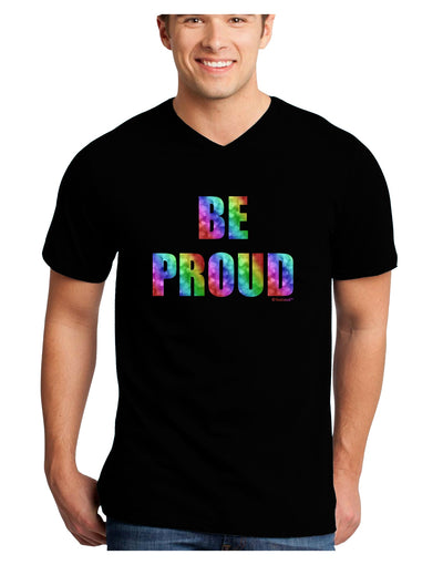 Be Proud Gay Pride - Rainbow Hearts Adult Dark V-Neck T-Shirt by TooLoud-Mens V-Neck T-Shirt-TooLoud-Black-Small-Davson Sales