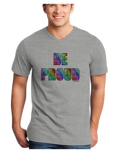 Be Proud Gay Pride - Rainbow Hearts Adult V-Neck T-shirt by TooLoud-Mens V-Neck T-Shirt-TooLoud-HeatherGray-Small-Davson Sales