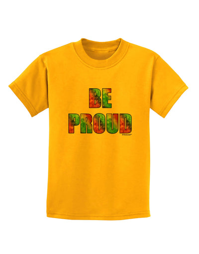 Be Proud Gay Pride - Rainbow Hearts Childrens T-Shirt by TooLoud-Childrens T-Shirt-TooLoud-Gold-X-Small-Davson Sales