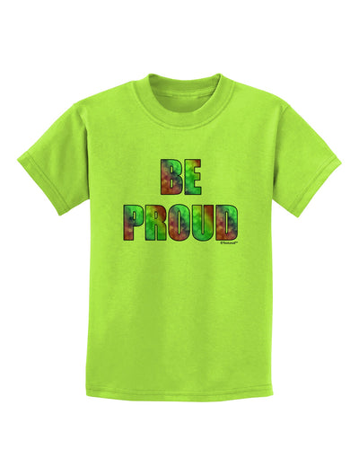 Be Proud Gay Pride - Rainbow Hearts Childrens T-Shirt by TooLoud-Childrens T-Shirt-TooLoud-Lime-Green-X-Small-Davson Sales