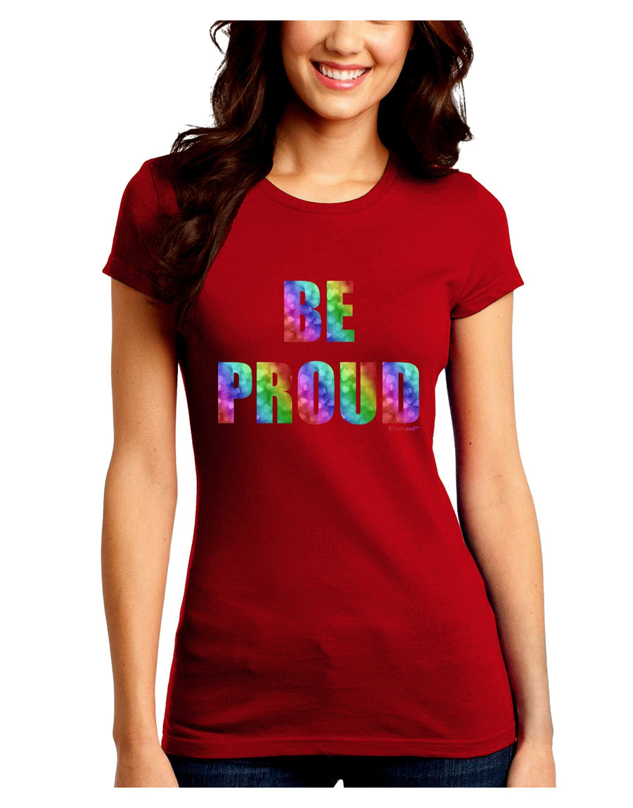 Be Proud Gay Pride - Rainbow Hearts Juniors Crew Dark T-Shirt by TooLoud-T-Shirts Juniors Tops-TooLoud-Black-Juniors Fitted Small-Davson Sales