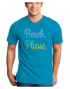 Beach Please - Summer Colors Adult Dark V-Neck T-Shirt-TooLoud-Turquoise-Small-Davson Sales