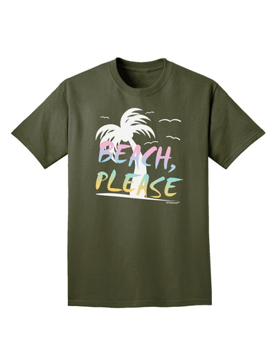 Beach Please - Summer Colors with Palm Trees Adult Dark T-Shirt-Mens T-Shirt-TooLoud-Military-Green-Small-Davson Sales