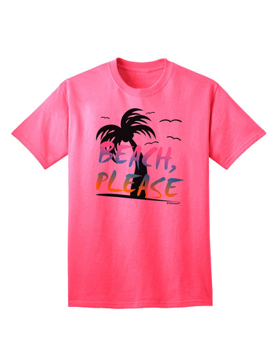 Beach Please - Summer Colors with Palm Trees Adult T-Shirt-Mens T-Shirt-TooLoud-Neon-Pink-Small-Davson Sales