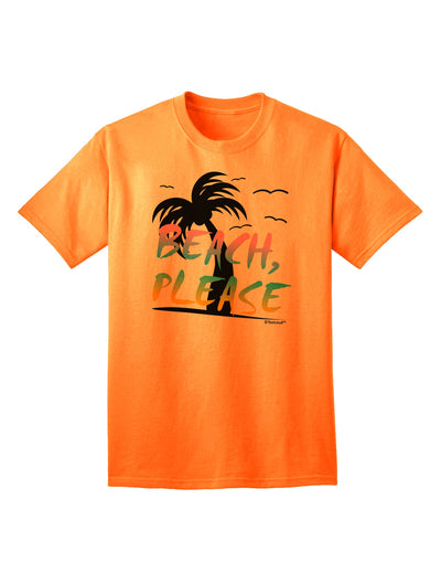 Beach Please - Summer Colors with Palm Trees Adult T-Shirt-Mens T-Shirt-TooLoud-Neon-Orange-Small-Davson Sales