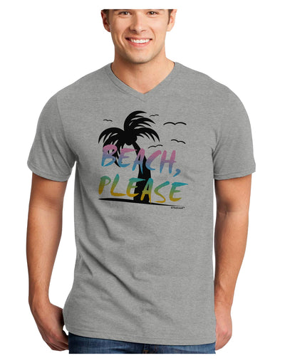 Beach Please - Summer Colors with Palm Trees Adult V-Neck T-shirt-Mens V-Neck T-Shirt-TooLoud-HeatherGray-Small-Davson Sales