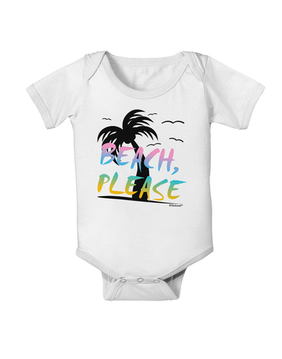 Beach Please - Summer Colors with Palm Trees Baby Romper Bodysuit-Baby Romper-TooLoud-White-06-Months-Davson Sales