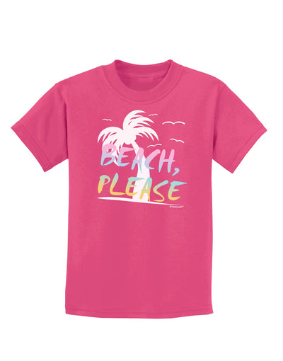 Beach Please - Summer Colors with Palm Trees Childrens Dark T-Shirt-Childrens T-Shirt-TooLoud-Sangria-X-Small-Davson Sales