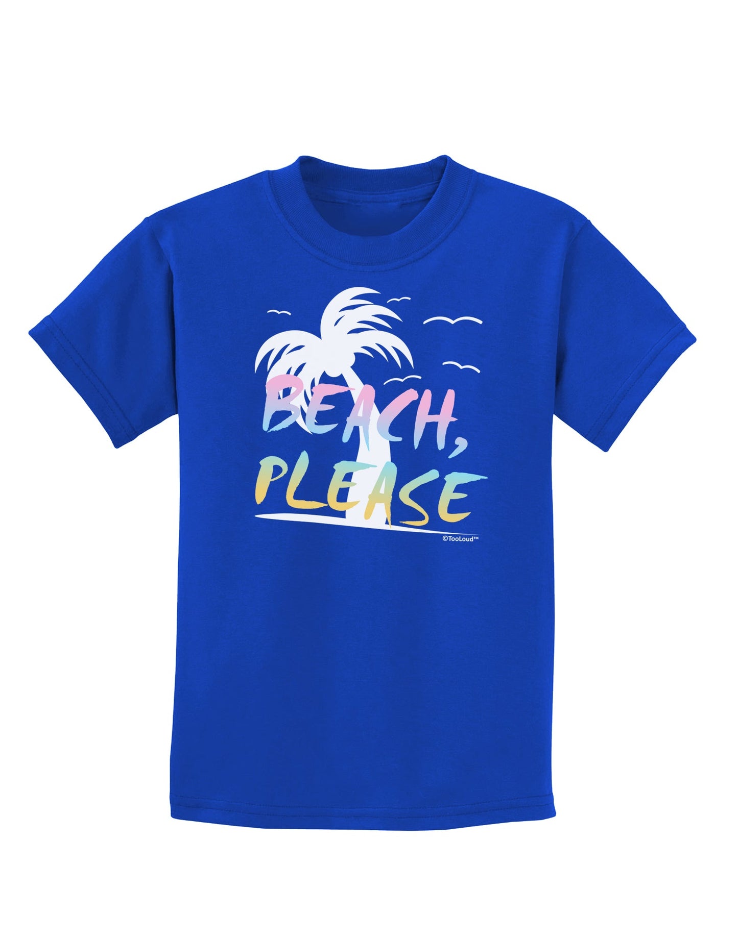 Beach Please - Summer Colors with Palm Trees Childrens Dark T-Shirt-Childrens T-Shirt-TooLoud-Royal-Blue-X-Small-Davson Sales