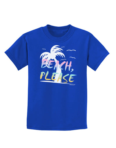 Beach Please - Summer Colors with Palm Trees Childrens Dark T-Shirt-Childrens T-Shirt-TooLoud-Royal-Blue-X-Small-Davson Sales