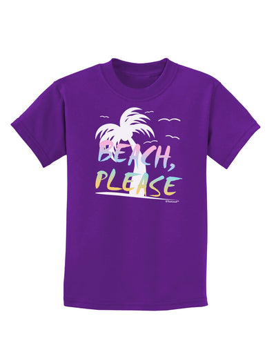 Beach Please - Summer Colors with Palm Trees Childrens Dark T-Shirt-Childrens T-Shirt-TooLoud-Purple-X-Small-Davson Sales