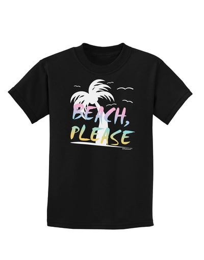 Beach Please - Summer Colors with Palm Trees Childrens Dark T-Shirt-Childrens T-Shirt-TooLoud-Black-X-Small-Davson Sales