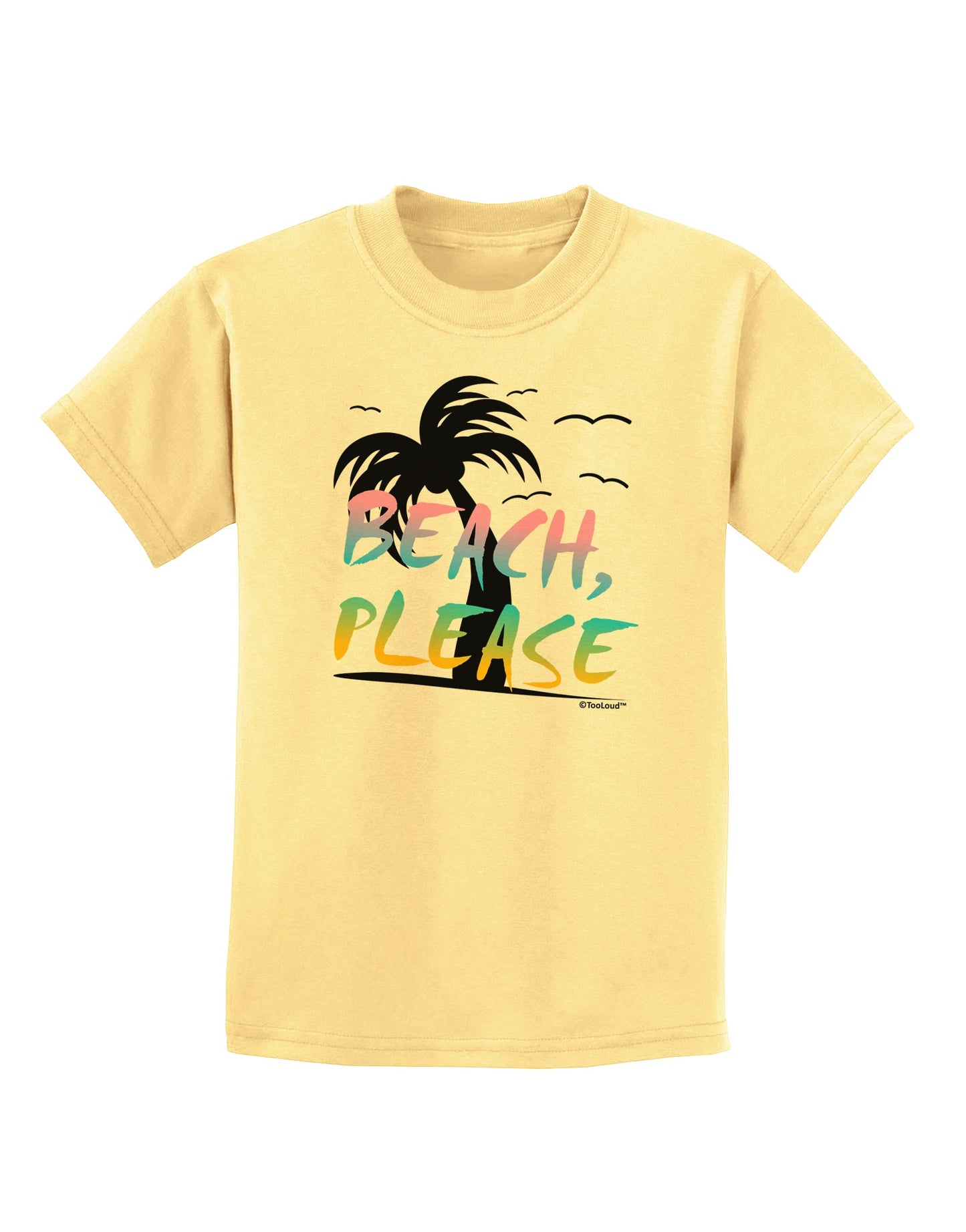 Beach Please - Summer Colors with Palm Trees Childrens T-Shirt-Childrens T-Shirt-TooLoud-Daffodil-Yellow-X-Small-Davson Sales