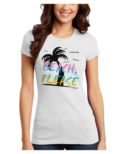 Beach Please - Summer Colors with Palm Trees Juniors T-Shirt-Womens Juniors T-Shirt-TooLoud-White-Juniors Fitted X-Small-Davson Sales