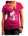 Beach Please - Summer Colors with Palm Trees Juniors V-Neck Dark T-Shirt-Womens V-Neck T-Shirts-TooLoud-Hot-Pink-Juniors Fitted Small-Davson Sales