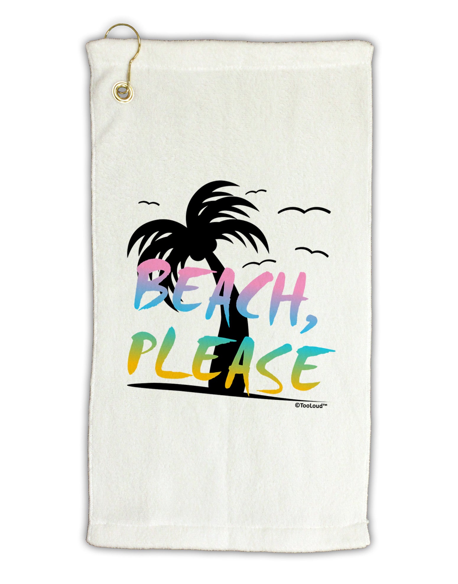 Beach Please - Summer Colors with Palm Trees Micro Terry Gromet Golf Towel 16 x 25 inch-Golf Towel-TooLoud-White-Davson Sales