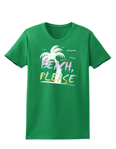 Beach Please - Summer Colors with Palm Trees Womens Dark T-Shirt-TooLoud-Kelly-Green-X-Small-Davson Sales